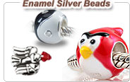Silver European enamel beads