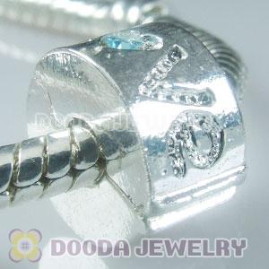 Wholesale European style silver plated clip beads with stone