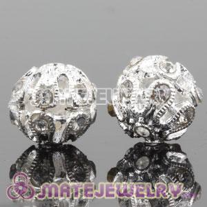 12mm Sambarla Style Silver Plated Alloy Beads with Crystal