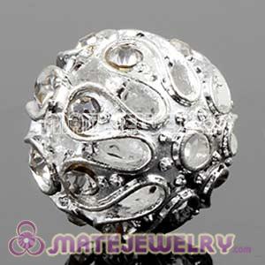 14mm Sambarla Style Silver Plated Alloy Beads with Crystal