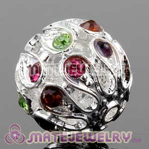 14mm Sambarla Style Silver Plated Alloy Beads with Crystal