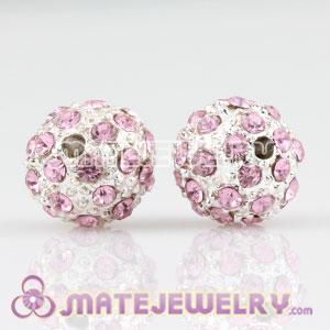 10mm Sambarla Style Pink Crystal Alloy Ball Beads