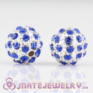 10mm Sambarla Style Blue Crystal Alloy Ball Beads