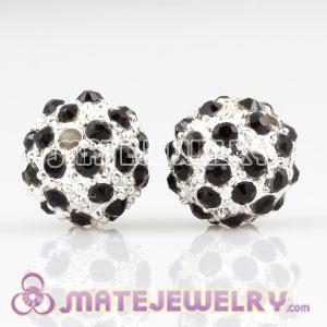 10mm Sambarla Style Black Crystal Alloy Ball Beads