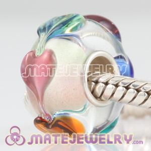 Love charm glass beads in 925 silver single core