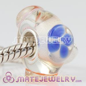 Charm Flower Lampwork glass beads in 925 silver single core