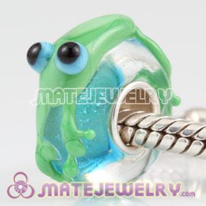 Frog Lampwork glass beads in 925 silver single core