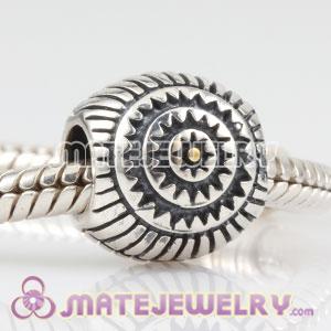 925 Sterling Silver Gold Plated Center Dot Beads fit Largehole Jewelry Bracelets