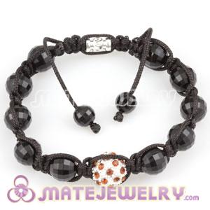 Fashion Sambarla style Bracelet with crystal alloy and Faceted Black ABS plastic Beads