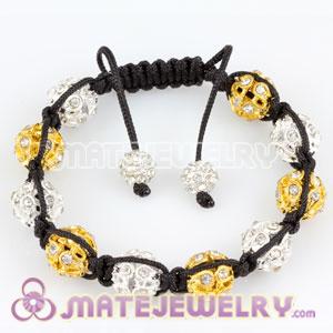 Sambarla style Bracelets with alternate crystal silver and gold Plated hollow Ball Beads