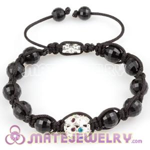 Fashion Sambarla style Bracelet with colored crystal alloy and Faceted Black ABS plastic Beads