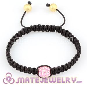 Fashion Sambarla Black Macrame Bracelet Wholesale with pink Crystal plastic Beads