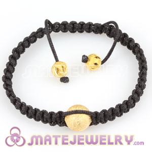 Fashion Sambarla Black Macrame Bracelet Wholesale with gold plated copper beads 