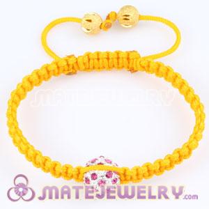 Fashion Sambarla yellow Macrame Bracelet Wholesale with pink Crystal disco ball beads