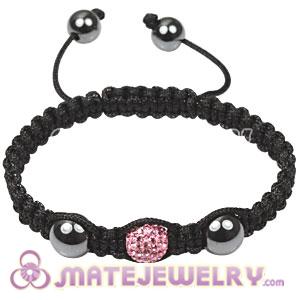 Fashion Tresor Macrame Bracelets with pink Crystal and Hematite beads 