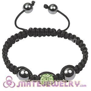 Fashion Tresor Macrame Bracelets with green Crystal and Hematite beads 