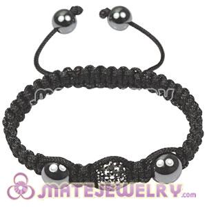 Fashion Tresor Macrame Bracelets with grey Crystal and Hematite beads 