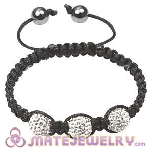 Fashion Tresor Macrame Bracelets white Crystal and Hematite beads 