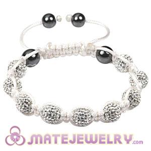 9 Finest Tresor white Czech Crystal Bead Sambarla Style Bracelets with Hematite