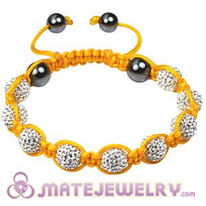 Yellow cord Tresor Sambarla Style Bracelets with white Czech Crystal Bead and Hematite