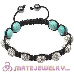 Fashion Tresor Bracelets with 4 turquoise beads and pave crystal bead