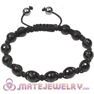 Fashion Tresor mens Bracelets with 13 faceted black agate beads and hemitite 