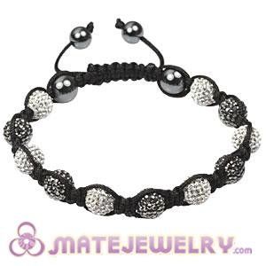 Fashion handmade Tresor mens Bracelets with white-grey crystal beads and hemitite 