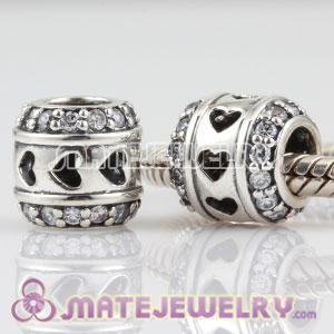 European Sterling Silver Tunnel of Love charm beads with white CZ stones