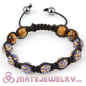 Sambarla Style Bracelets with blue Crystal Ball and tiger eye beads