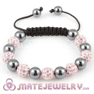 Sambarla Style Bracelets with pink Crystal Alloy Beads and Hematite