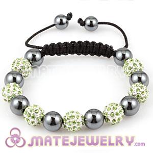 Sambarla Style Bracelets with green Crystal Alloy Beads and Hematite