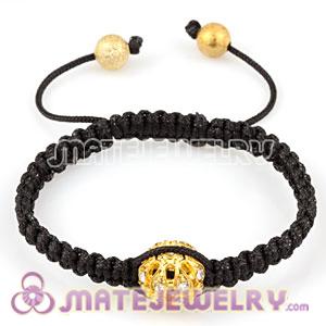 Fashion Sambarla Black Macrame Bracelet Wholesale with golden crystal ball beads 