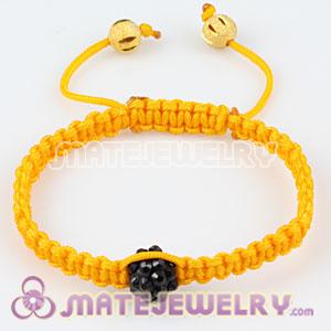 Fashion Sambarla Yellow Macrame Bracelet Wholesale with black Crystal plastic Beads