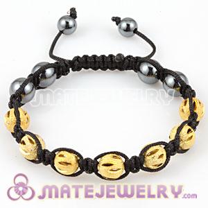 Sambarla style Bracelets with gold plated hollow Copper Beads and Hematite