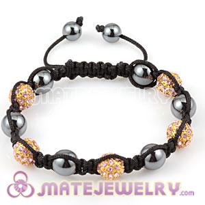 2011 fashion Sambarla Style Bracelets with pink Crystal Alloy Beads and Hematite