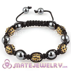 Fashion handmade Sambarla Style Bracelets with gold plated black Crystal Alloy Beads and Hematite