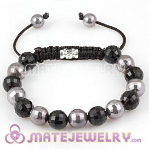 Fashion Sambarla style Bracelet with Faceted Black and grey ABS Beads