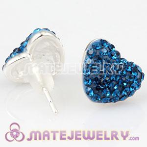925 Sterling Silver Austrian crystal  Heart Stud Earrings