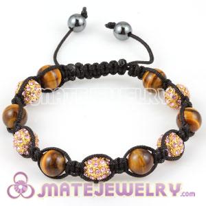 2011 latest Tresor Bracelets with tiger eye and Golden Rosy crystal bead