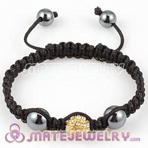 2011 Sambarla Friendship Inspired Macrame Bracelets with Golden Beads clear Crystal and Hematite