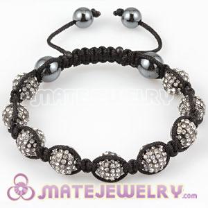 2011 fashion Sambarla Style Bracelets with  Grey pave Crystal beads and Hematite