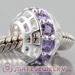 925 sterling silver charm Beads with Noble Amethyst  In a circle