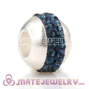 Authentic 925 sterling silver Beads Inlay Blue Austrian crystal