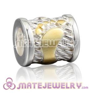 925 Sterling Silver Golden Footprint charm Bead fits Largehole Jewelry bracelet