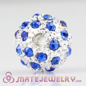 12mm Sambarla Style Pave blue Crystal Alloy Ball Beads