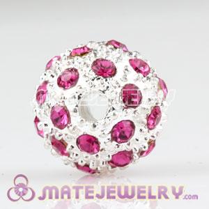 12mm Sambarla Style Pave pink Crystal Alloy Ball Beads