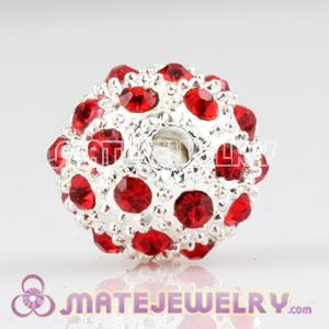 12mm Sambarla Style Pave Red Crystal Alloy Ball Beads