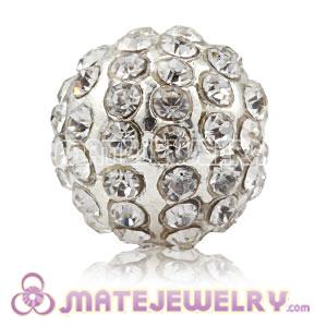 10mm Sambarla Style white Crystal Alloy Ball Beads