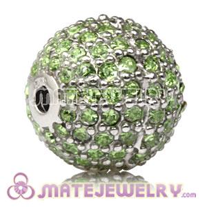 12mm Sterling Silver Disco Ball Bead Pave Green Austrian Crystal Sambarla Style