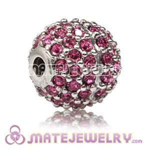10mm Sterling Silver Disco Ball Bead Pave Rose  Austrian Crystal Sambarla Style